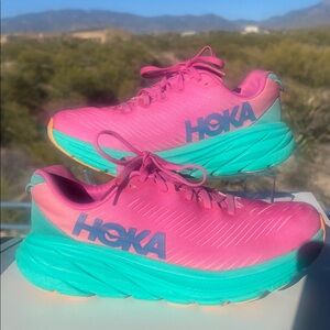Hoka One One Rincon 3 Vibrant Pink & Aqua Mint Running Shoes / Comfort Sneakers